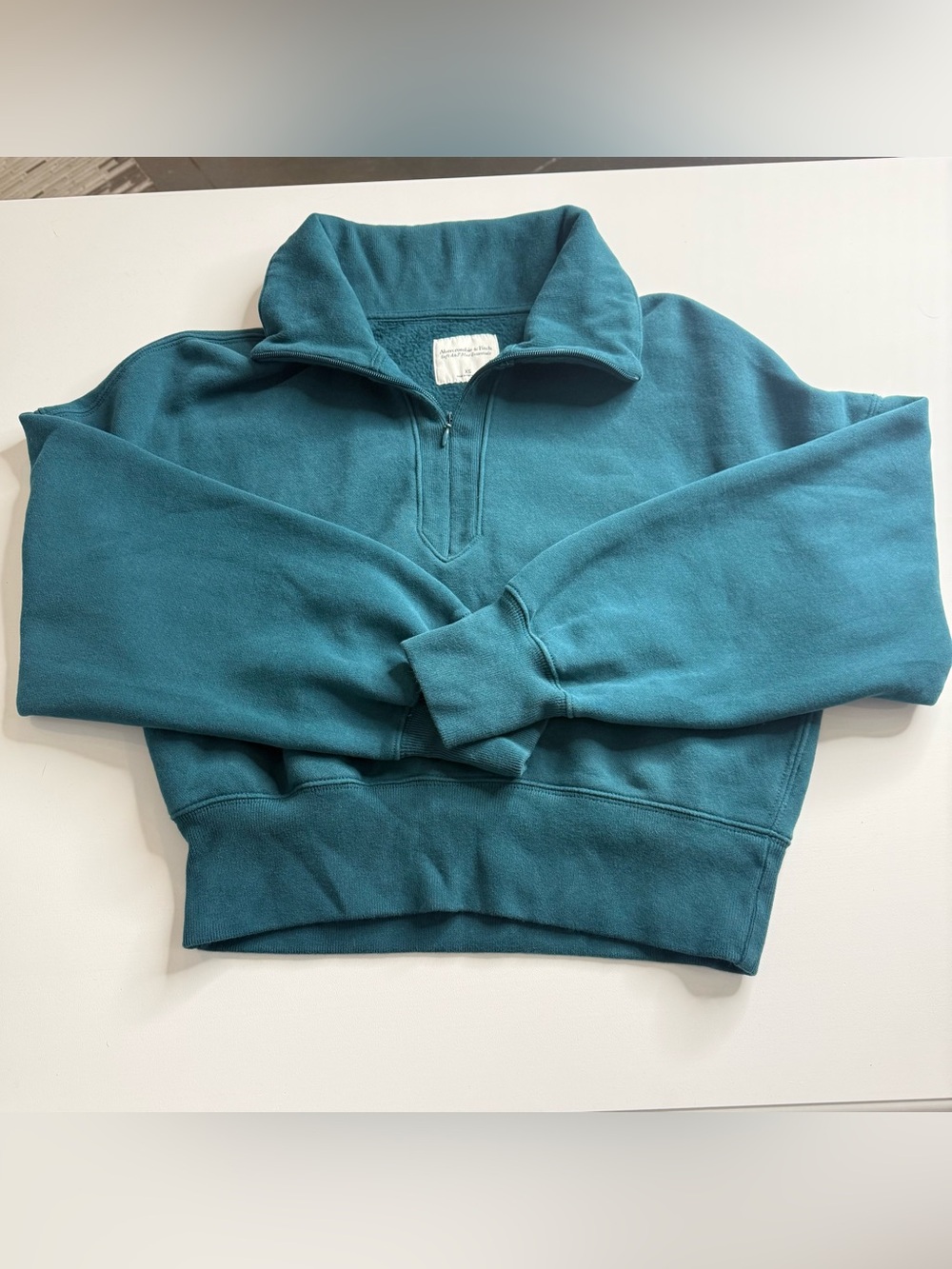 Abercrombie & Fitch Women’s Soft A&F Max Essentials Teal Quarter Zip XS